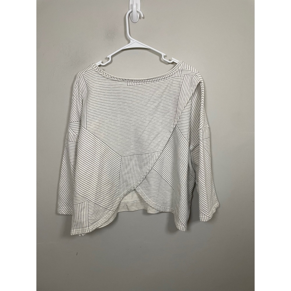 Anthropologie Postmark Embroidered Pocket Striped Sweatshirt Size Large - Picture 5 of 11